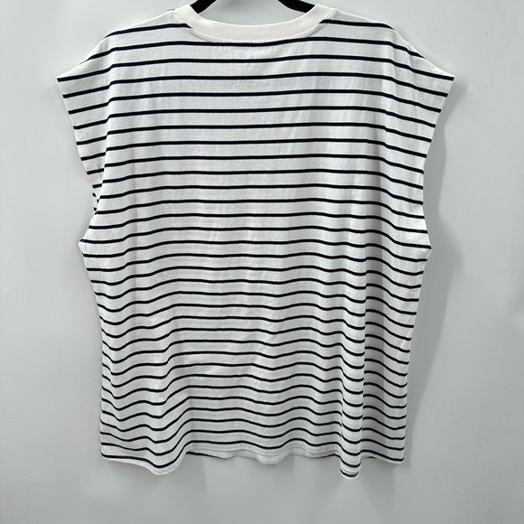 LANE BRYANT Dolman cap Stripe white-black woman crewneck cotton tee NWT 18/20 - Picture 3 of 11
